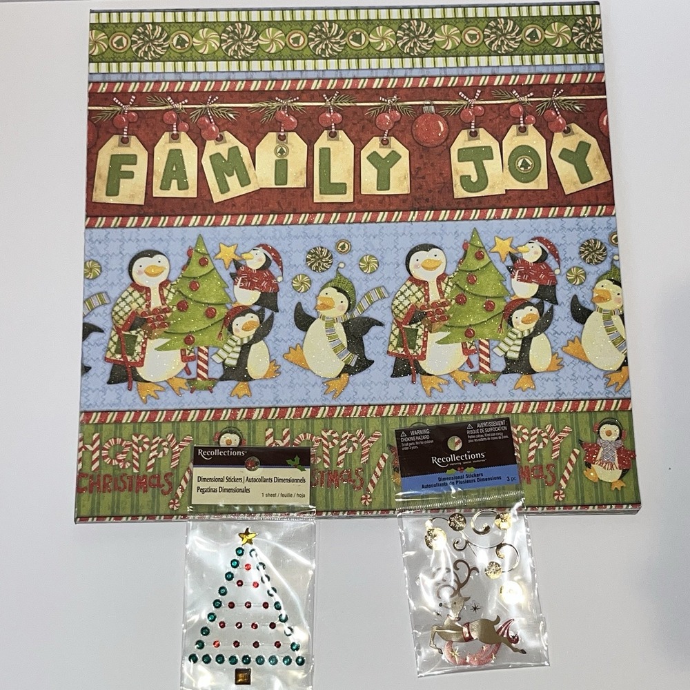 Christmas 12 x12‎ Paper Pad 20 Sheets & 2 Packs Stickers Scrapbook Junk Journal